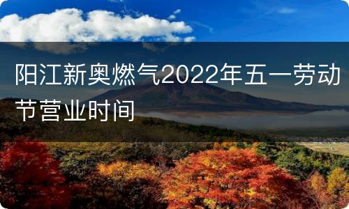 阳江新奥燃气2022年五一劳动节营业时间