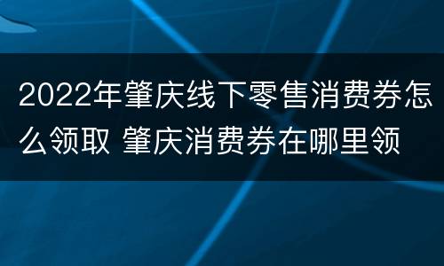 2022年肇庆线下零售消费券怎么领取 肇庆消费券在哪里领
