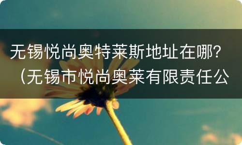 无锡悦尚奥特莱斯地址在哪？（无锡市悦尚奥莱有限责任公司）