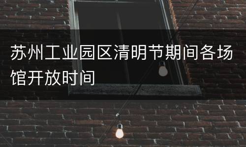 苏州工业园区清明节期间各场馆开放时间