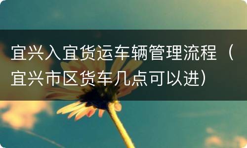 宜兴入宜货运车辆管理流程（宜兴市区货车几点可以进）