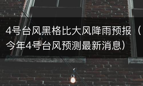 4号台风黑格比大风降雨预报（今年4号台风预测最新消息）