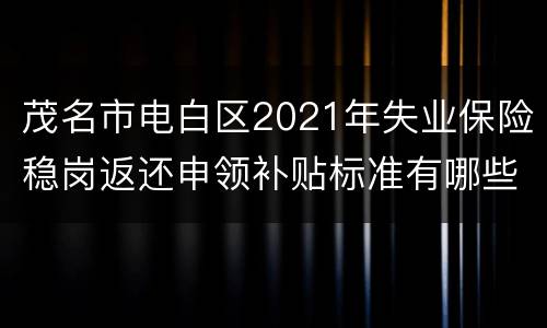 茂名市电白区2021年失业保险稳岗返还申领补贴标准有哪些？