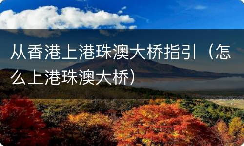 从香港上港珠澳大桥指引（怎么上港珠澳大桥）