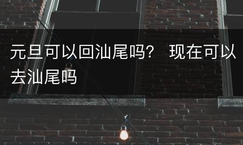 元旦可以回汕尾吗？ 现在可以去汕尾吗