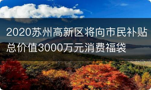 2020苏州高新区将向市民补贴总价值3000万元消费福袋
