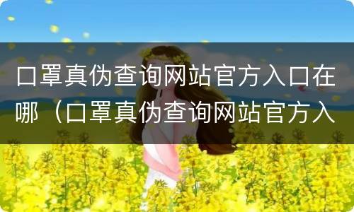 口罩真伪查询网站官方入口在哪（口罩真伪查询网站官方入口在哪看）