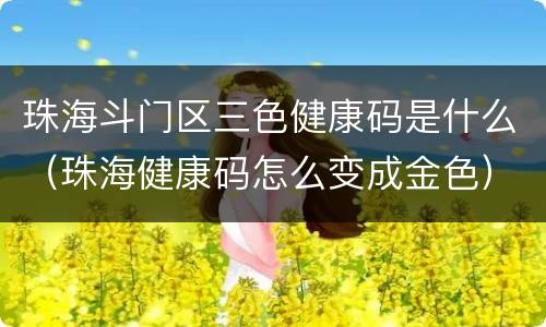 珠海斗门区三色健康码是什么（珠海健康码怎么变成金色）