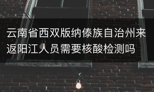 云南省西双版纳傣族自治州来返阳江人员需要核酸检测吗