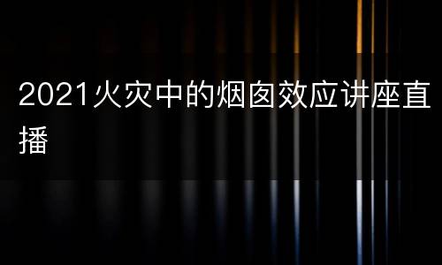 2021火灾中的烟囱效应讲座直播