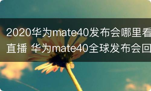 2020华为mate40发布会哪里看直播 华为mate40全球发布会回放
