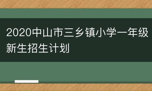 2020中山市三乡镇小学一年级新生招生计划