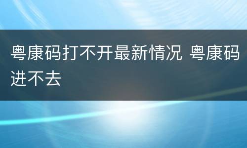 粤康码打不开最新情况 粤康码进不去