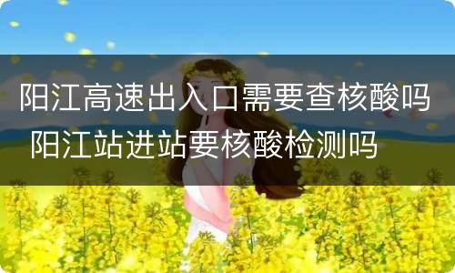 阳江高速出入口需要查核酸吗 阳江站进站要核酸检测吗