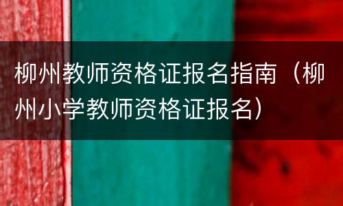 柳州教师资格证报名指南（柳州小学教师资格证报名）