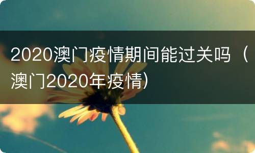 2020澳门疫情期间能过关吗（澳门2020年疫情）