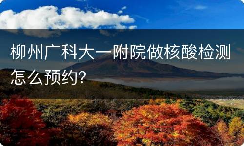 柳州广科大一附院做核酸检测怎么预约？