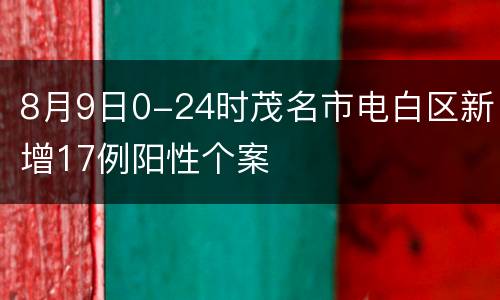 8月9日0-24时茂名市电白区新增17例阳性个案