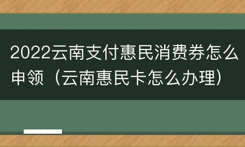 2022云南支付惠民消费券怎么申领（云南惠民卡怎么办理）