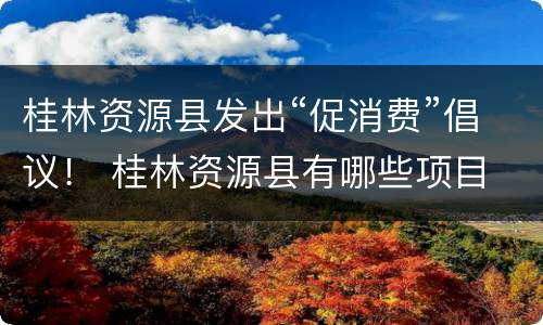 桂林资源县发出“促消费”倡议！ 桂林资源县有哪些项目