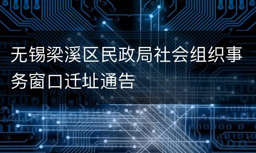 无锡梁溪区民政局社会组织事务窗口迁址通告