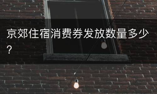 京郊住宿消费券发放数量多少?
