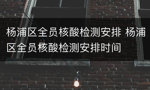 杨浦区全员核酸检测安排 杨浦区全员核酸检测安排时间