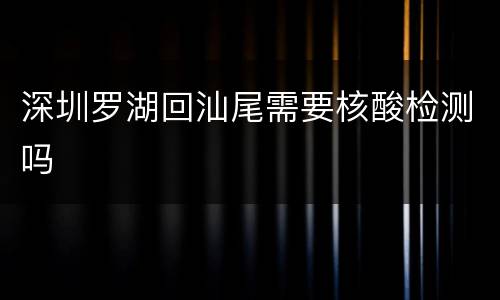 深圳罗湖回汕尾需要核酸检测吗