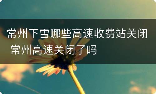 常州下雪哪些高速收费站关闭 常州高速关闭了吗