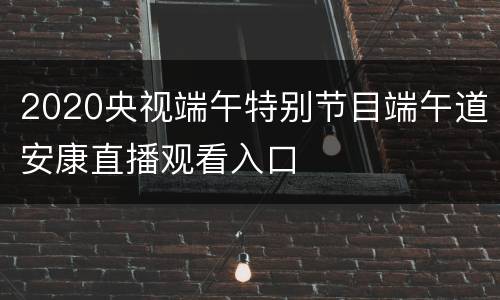 2020央视端午特别节目端午道安康直播观看入口