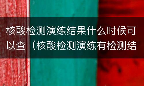 核酸检测演练结果什么时候可以查（核酸检测演练有检测结果吗）