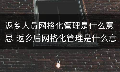 返乡人员网格化管理是什么意思 返乡后网格化管理是什么意思