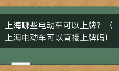 上海哪些电动车可以上牌？（上海电动车可以直接上牌吗）