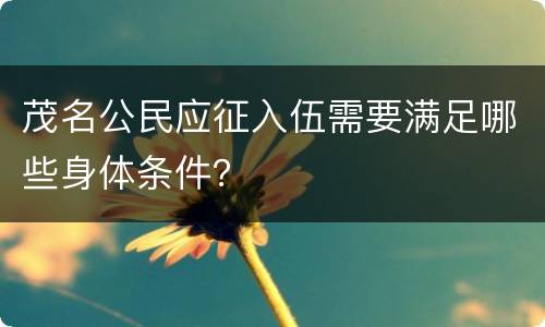 茂名公民应征入伍需要满足哪些身体条件？