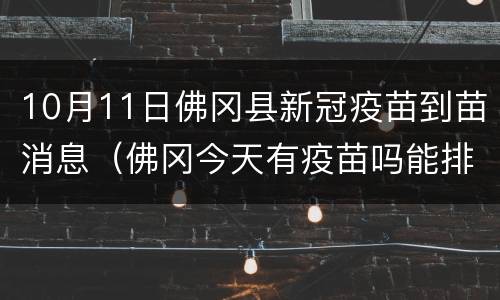 10月11日佛冈县新冠疫苗到苗消息（佛冈今天有疫苗吗能排队吗）