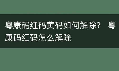 粤康码红码黄码如何解除？ 粤康码红码怎么解除