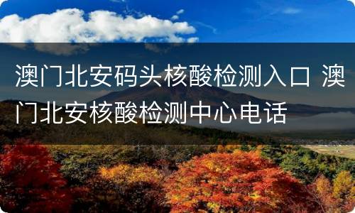 澳门北安码头核酸检测入口 澳门北安核酸检测中心电话