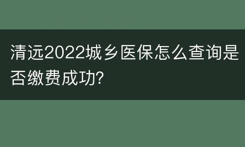 清远2022城乡医保怎么查询是否缴费成功？