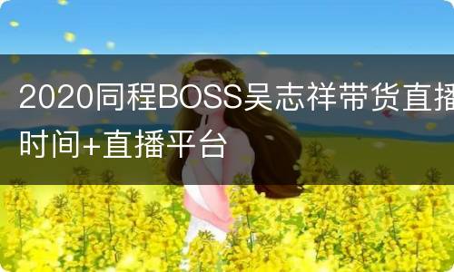 2020同程BOSS吴志祥带货直播时间+直播平台
