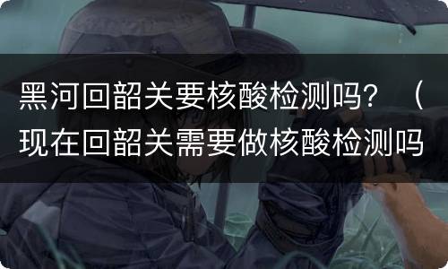 黑河回韶关要核酸检测吗？（现在回韶关需要做核酸检测吗）