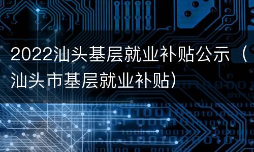2022汕头基层就业补贴公示（汕头市基层就业补贴）