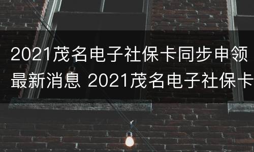 2021茂名电子社保卡同步申领最新消息 2021茂名电子社保卡同步申领最新消息查询