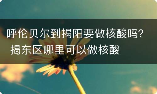 呼伦贝尔到揭阳要做核酸吗？ 揭东区哪里可以做核酸