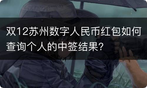 双12苏州数字人民币红包如何查询个人的中签结果？