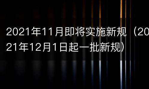 2021年11月即将实施新规（2021年12月1日起一批新规）