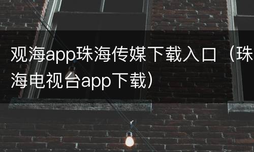 观海app珠海传媒下载入口（珠海电视台app下载）