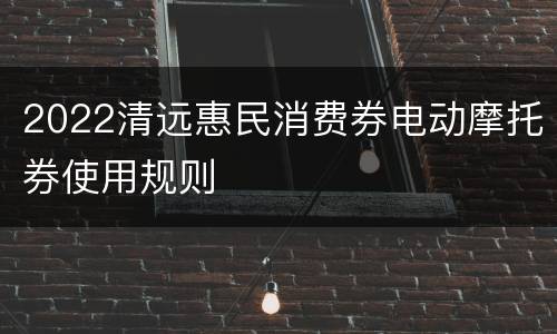 2022清远惠民消费券电动摩托券使用规则