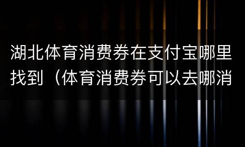 湖北体育消费券在支付宝哪里找到（体育消费券可以去哪消费）