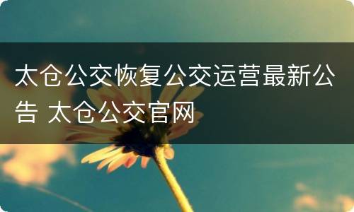 太仓公交恢复公交运营最新公告 太仓公交官网