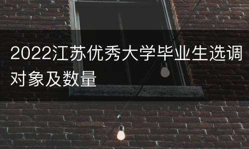2022江苏优秀大学毕业生选调对象及数量